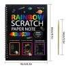 Rainbow Scratch Paper Note Children's Art Book Black DIY Rainbow Art Paper Card Neon Scratch Book with Wood Stick - Image 6