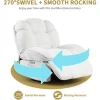 Rocking Swivel Glider Recliner Chair with Heat, White Power, USB and Type-C Charging - Image 5