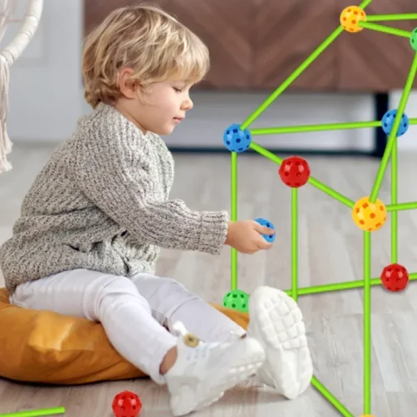 Kids Construction Toys Fort Tent Building Kits DIY 3D Play Tent House Sticks Design Building Tools Assemble Toys Children Gifts - Image 3