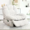 Rocking Swivel Glider Recliner Chair with Heat, White Power, USB and Type-C Charging
