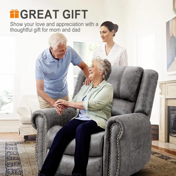Dual Motor Lay Flat Lift Chairs Recliners for Elderly with Massage and Heat, Breathable Leather Infinite Position Large Sleeping - Image 4