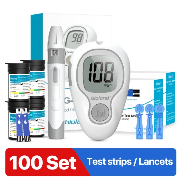 Blood Glucose Meter Glucometer Full Set Glucose Test Strips Medical Diabetes Blood Sugar Monitor bioland G-425-3 Complete Kit - Image 9