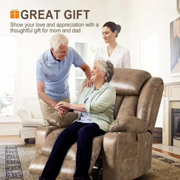 Oversized Power Lift Recliner Chair with Massage and Heat for Elderly,Overstuffed Wide Recliners, Breathable Leather Lift Chairs - Image 4