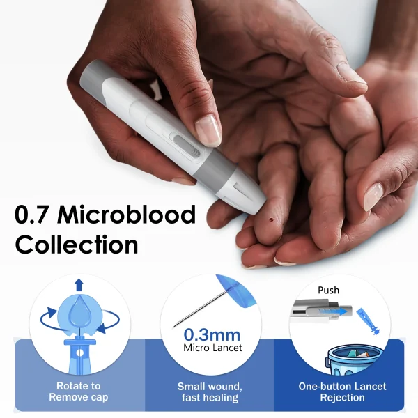 Blood Glucose Meter Glucometer Full Set Glucose Test Strips Medical Diabetes Blood Sugar Monitor bioland G-425-3 Complete Kit - Image 4