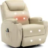 Recliner Chair, Rocking Chair with Massage and Heat, 360° Swivel Recliner Chairs for Adults, Rocker Manual Recliner - Image 11