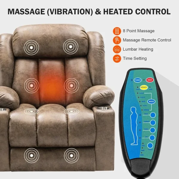 Oversized Power Lift Recliner Chair with Massage and Heat for Elderly,Overstuffed Wide Recliners, Breathable Leather Lift Chairs - Image 5