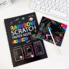 Rainbow Scratch Paper Note Children's Art Book Black DIY Rainbow Art Paper Card Neon Scratch Book with Wood Stick - Image 3