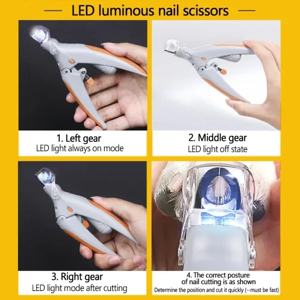 Professional Pet Nail Clipper Scissors With LED Light Cat Dog Nail Clippers Tool Scissors Nail Toeclaw Cutter Scissors Pet Suppl - Image 6