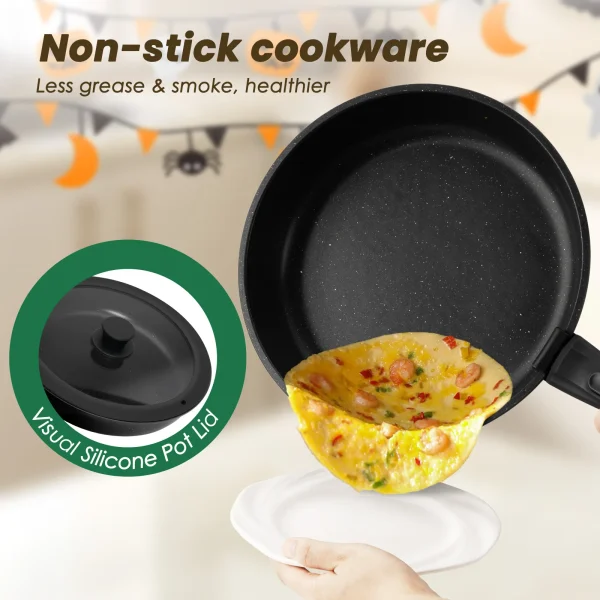 20-piece Pots And Pans Set, KIKCOIN Non-stick Ceramic Cookware Set With Removable Handles. Space-saving, Oven, Dishwasher - Image 3