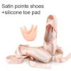 Girls Ballerina Ballet Pointe Shoes Pink Red Women Satin Canvas Ballet Shoes For Dancing - Image 10