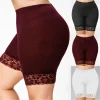 Plus Size Safety Shorts Women Black Lace High Stretch Safety Pants Ladies Casual Seamless Under Shorts XXXXL XXL  XXXL Workout