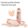 Girls Ballerina Ballet Pointe Shoes Pink Red Women Satin Canvas Ballet Shoes For Dancing - Image 9