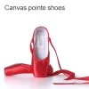 Girls Ballerina Ballet Pointe Shoes Pink Red Women Satin Canvas Ballet Shoes For Dancing - Image 16