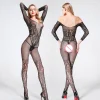 New Sexy Lingerie Female Erotic Sexy Woman Full Body Stockings Perspective Temptation Hollow Breast Open Mesh Teddy Bodysuits - Image 7