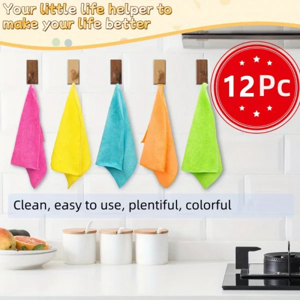 12Pcs Kitchen Towels Microfiber Dish Towels Soft Rags Absorbent Dishcloths for Drying Dishes Home Cleaning Cloths Hand Towels - Image 7