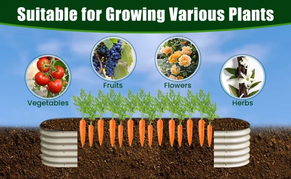 20 cm Tall Outdoor Metal Raised Garden Bed Durable Galvanized Cold Rolled Steel Planter Box for Vegetables Flowers Fruits - Image 9