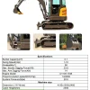 Customized Small Excavators from 1 to 2 Tons with Kubota Engines Optional Box Mower Attachments - Image 13
