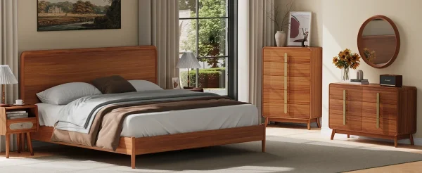 Mid Century Modern Dresser,5 Drawer Dresser with Storage,Chest of Drawers with Metal Handle,Large Wooden Drawer Organizer - Image 9