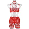 Spicy Girl's 3-Piece Halter Mesh Lingerie Set Sexy Garter Brief Kit Eco-Friendly Packing - Image 26