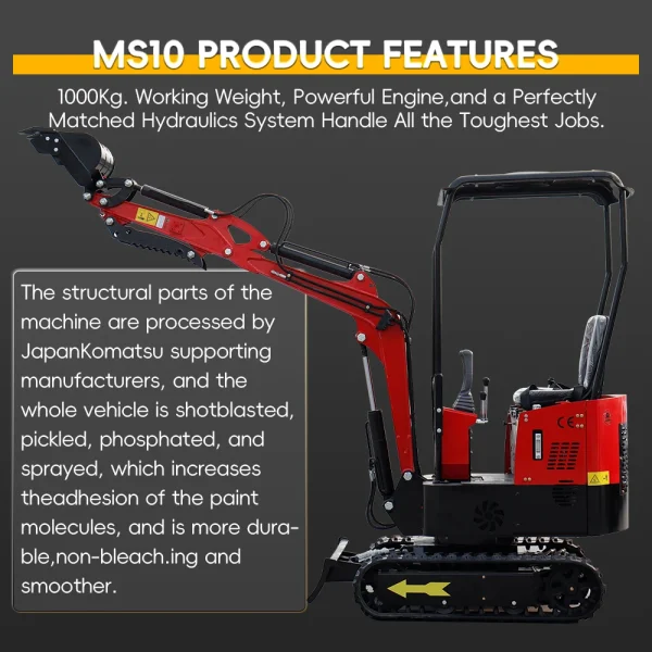USA STOCK 1 Ton Mini Excavator Agricultural Hydraulic Small Excavators 1000 kg with Crawler Digger Door to Door Delivery - Image 4