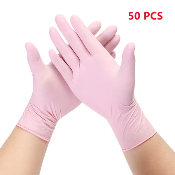 50PCS Pink Nitrile Gloves Disposable Powder Free Household Cleaning Gloves for Kitchen Gardening Working Dishwashing Industrial - Image 7