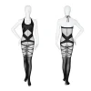 Night Woman Cross Stripe Lace Bodysuit Bdsm Erotic See Through Lingerie Tights Sock Crotchless Mistress Dominatrix Body Stocking - Image 15
