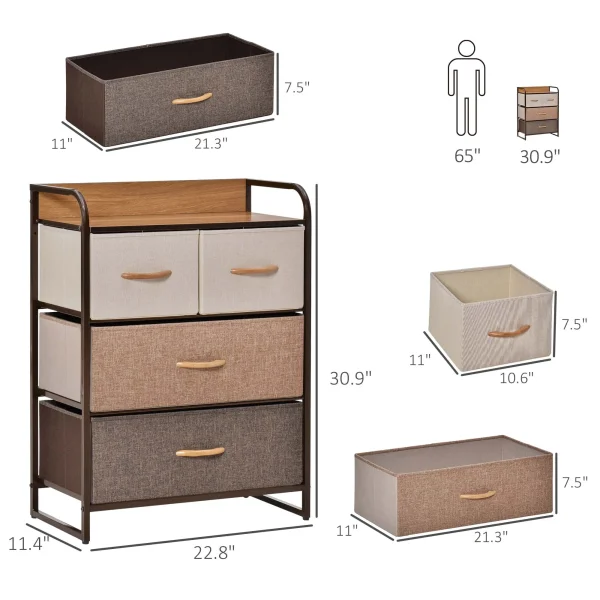 4-Drawer Dresser Storage Tower Sturdy Steel Frame Wood Top for Bedroom Hallway - Image 2
