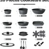 20 Pcs Pots and Pans Set Non Stick, Cookware Sets with Detachable Handle, Granite Induction RV Kitchen Cooking Set - Image 2