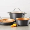 Home Collection Hard Anodized Nonstick Cookware Pots and Pans Set 9 Piece Charcoal Gray - Image 2