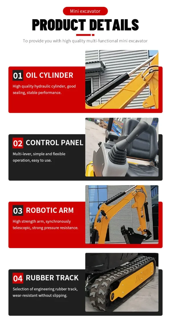 Customized Garden Farm Engineering Ditch Bucket Crusher Mower Crawler Hydraulic Micro Excavator - Image 12