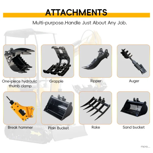USA STOCK 1 Ton Mini Excavator Agricultural Hydraulic Small Excavators 1000 kg with Crawler Digger Door to Door Delivery - Image 9