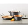 Home Collection Hard Anodized Nonstick Cookware Pots and Pans Set 9 Piece Charcoal Gray - Image 4