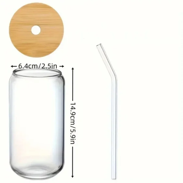 Bamboo covered glass straw drinking cup set of 8-550ml/18.7oz glass cup, iced coffee cup - Image 5