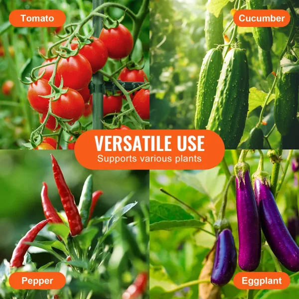 VEVOR 6 Packs Tomato Cages for Garden 48 in Trellis Plant Stakes Suppor for Raised Garden Bed Vegetables Flowers Climbing Plants - Image 6