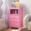PK93 INS Home Storage Cabinet, Sofa Side Table, Pink Bedside Dresser, Multi-Layer Chest of Drawers, Sturdy Solid Wood - Image 4