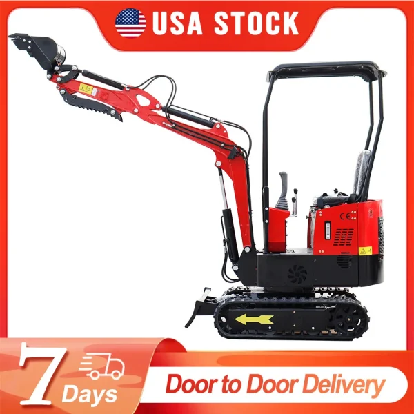USA STOCK 1 Ton Mini Excavator Agricultural Hydraulic Small Excavators 1000 kg with Crawler Digger Door to Door Delivery