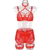 Spicy Girl's 3-Piece Halter Mesh Lingerie Set Sexy Garter Brief Kit Eco-Friendly Packing - Image 24