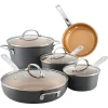 Home Collection Hard Anodized Nonstick Cookware Pots and Pans Set 9 Piece Charcoal Gray