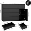 5 Drawer Dresser, Dresser Modern Dresser for TV Stand, Double Dresser Wide Storage Chests of Drawer with Door, Deep Drawers - Image 3