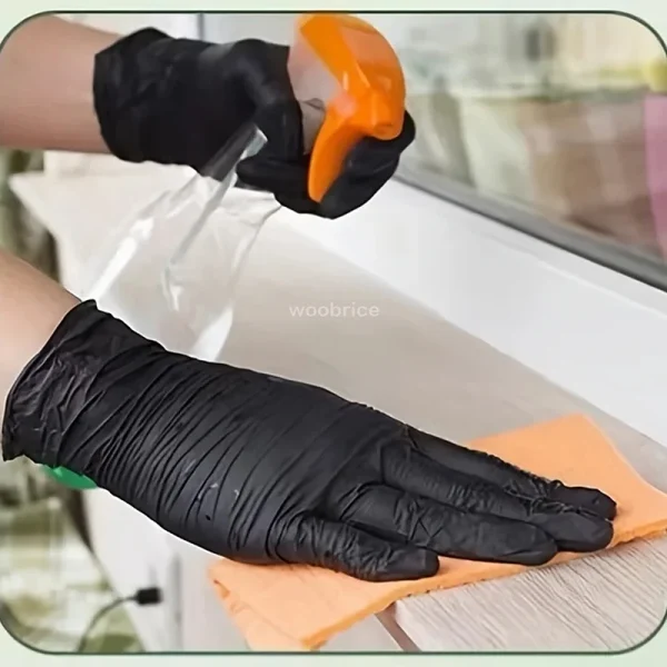 100PCS Disposable Black Nitrile Gloves Latex Free Waterproof Durable Suitable For Kitchen Food Processing Beauty Salon Family - Image 4