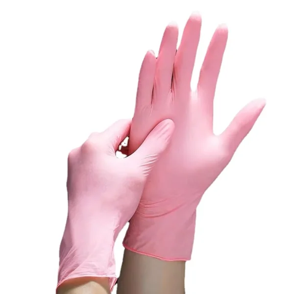 50PCS Pink Nitrile Gloves Disposable Powder Free Household Cleaning Gloves for Kitchen Gardening Working Dishwashing Industrial - Image 2