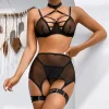 Spicy Girl's 3-Piece Halter Mesh Lingerie Set Sexy Garter Brief Kit Eco-Friendly Packing - Image 13