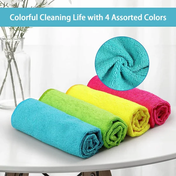 12pcs Microfiber Cleaning Cloth 30X30 cm ,12 Pack Cleaning Rag, Cleaning Towels with 4 Color Assorted,11.8"X11.8" - Image 3