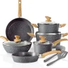 Induction Cookware Sets - 12 Piece Cooking Pan Set, Granite Nonstick Pots and Pans Set - Image 8