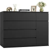 5 Drawer Dresser, Dresser Modern Dresser for TV Stand, Double Dresser Wide Storage Chests of Drawer with Door, Deep Drawers - Image 2
