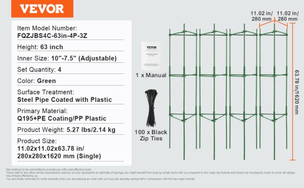 VEVOR 6 Packs Tomato Cages for Garden 48 in Trellis Plant Stakes Suppor for Raised Garden Bed Vegetables Flowers Climbing Plants - Image 16